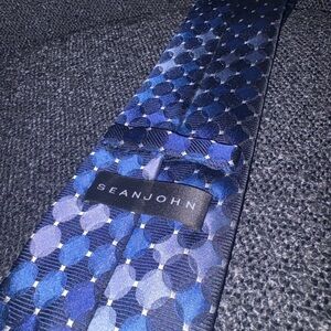 Sean John Navy and Light Blue Geometric Tie